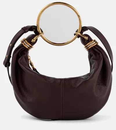 Chloé Bracelet Small Leather Shoulder Bag In Red