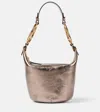 Chloé Petit Sac Porté Épaule Bracelet Bag En Cuir Métallisé Femme Gris Taille Onesize 100% Cuir De Veau In Silver