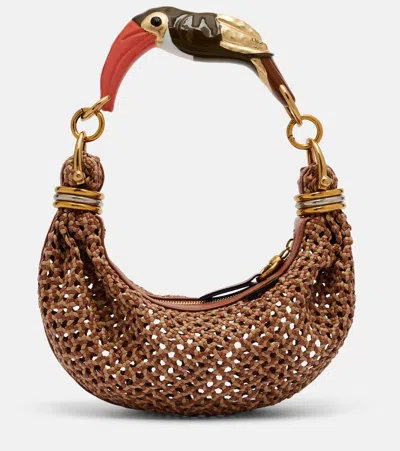 Chloé Bracelet Small Woven Leather Shoulder Bag In Brown