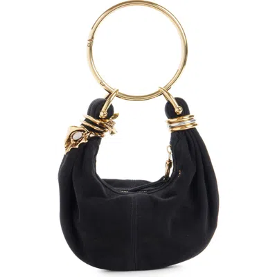 Chloé Bracelet Suede Hobo Bag In Black