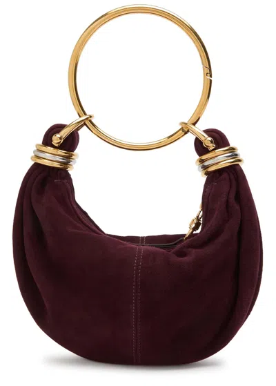 Chloé Chloe Bracelet Suede Top Handle Bag In Burgundy