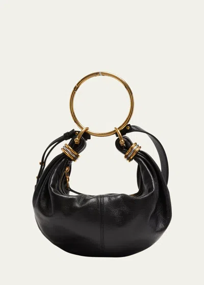 Chloé Bracelet Bag Mini In Shiny Grained Calfskin In Black
