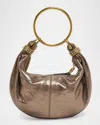 Chloé Bracelet Top-handle Bag In Metallic Calfskin In Shiny Grey