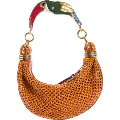 Chloé Bracelet Woven Leather Shoulder Bag In Orange