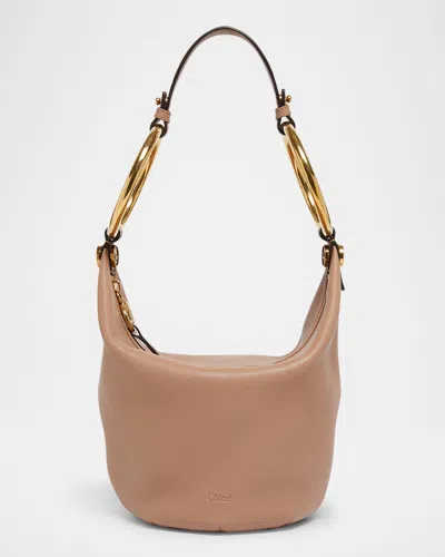 Chloé Bracelet Zip Shoulder Bag In Grained Buffalo Leather In Pink