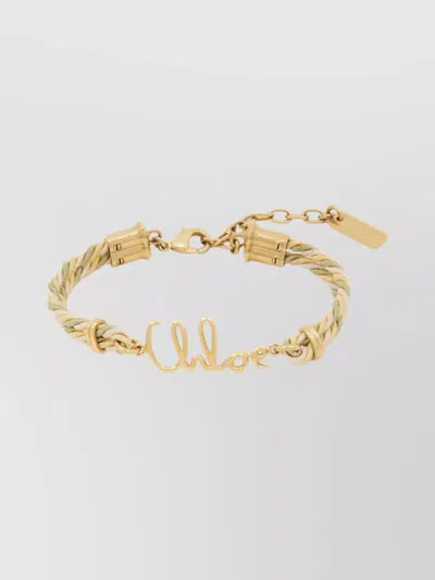 Chloé Braided Cotton Viscose Brass Bracelet