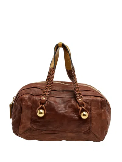 Pre-owned Chloé Braided Leather Shoulder Bag In Brown