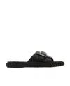 Chloé Braided-sole Leather Slides In Black