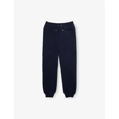 Chloé Kids' Navy Brand-embroidery Straight-leg Cotton-jersey Jogging Bottoms 6-14 In Animal Print