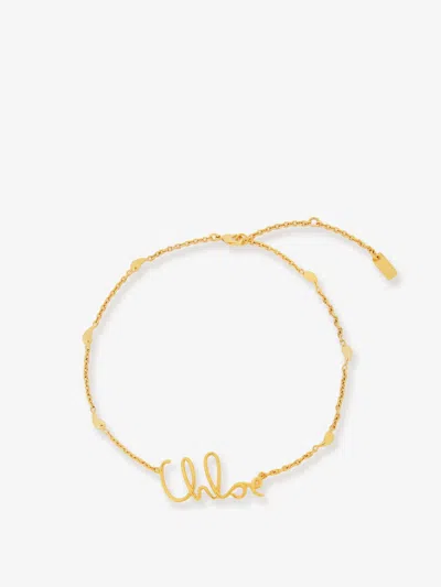 Chloé Brass Necklace With Lettering Logo