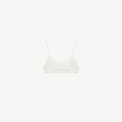 Chloé Brassière À Fines Bretelles Et Volants En Dentelle Brodée Femme Blanc Taille 40 72% Polyamide, 28% V In White