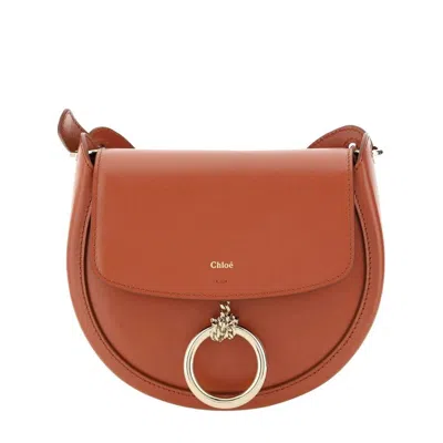 Chloé Chloe Brick Leather Small Arlene Crossbody Bag In Brown