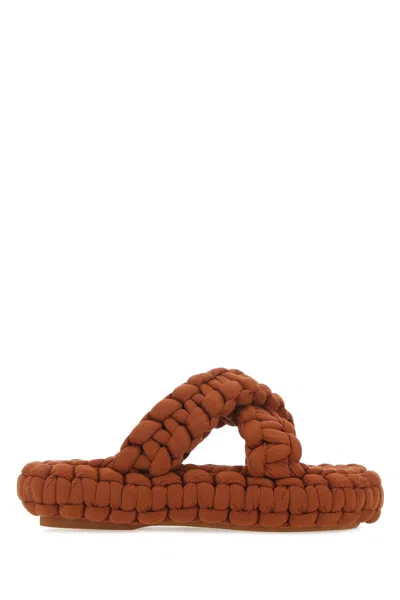 CHLOÉ BRICK STRETCH FABRIC KAMY SLIPPERS