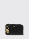 Chloé Alphabet Zip Leather Card Holder In Black