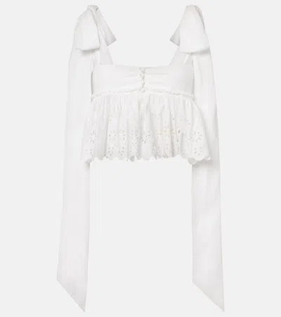 Chloé Broderie Anglaise Cotton Top In White