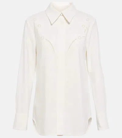 Chloé Broderie Anglaise Crêpe De Chine Shirt In White