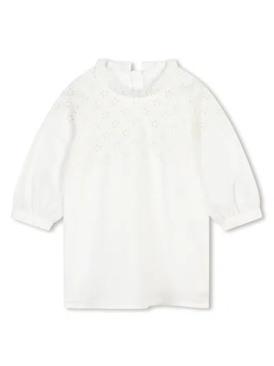 Chloé Babies' Broderie Anglaise Organic Cotton Dress In White