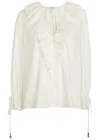 Chloé Chloe Broderie Anglaise Ruffled Cotton Blouse In White