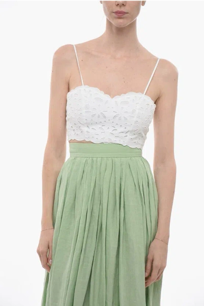 Chloé Broidarie Anglase Tube Top With Sweetheart Neckline In White