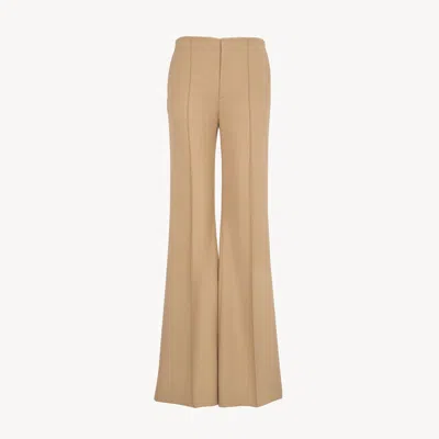 CHLOÉ PANTALON AJUSTÉ À CHEVILLES ASYMÉTRIQUES EN LAINE GRAIN DE POUDRE FEMME BRUN TAILLE 38 100% LAINE VI
