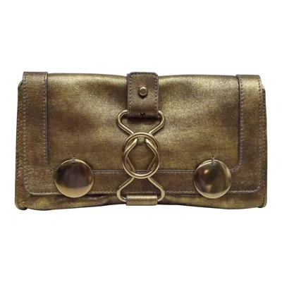Pre-owned Chloé Chloe Bronze Metallic Clutch In Brown