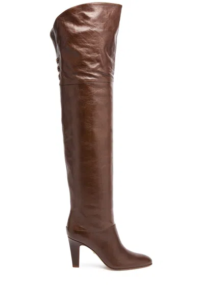 Chloé 85mm Eve Leather Over-the-knee Boots In 25e Sooty Brown