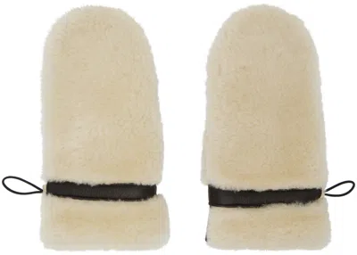 Chloé Brown & Beige Shearling Mittens In 25c Chocolate
