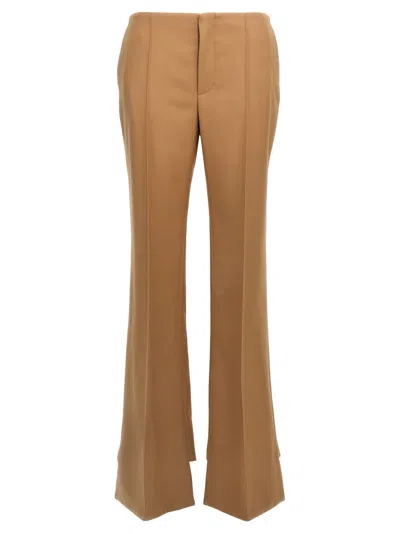 CHLOÉ BROWN ASYMMETRICAL HEM PANTS