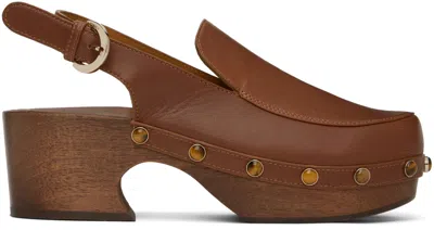 Chloé Brown Aurna Clogs In 244 Ochre Delight