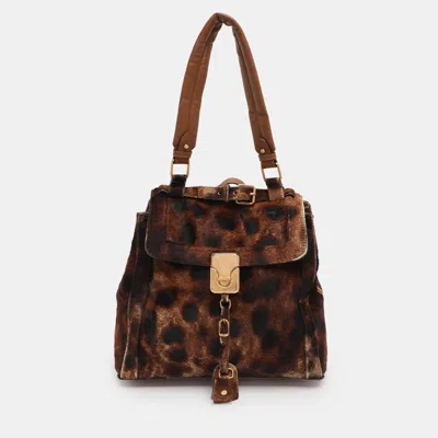 Pre-owned Chloé Brown Calfhair And Leather Darla Satchel