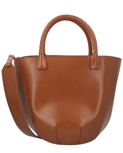 CHLOÉ CHLOÉ BROWN CALFSKIN SABIA BASKET BROWN