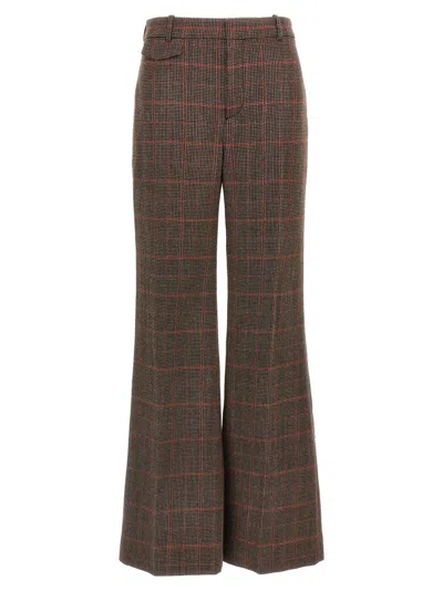 Chloé Brown Check Wool Pants