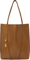 Chloé Spin North-south Tote Bag In Leather In 26m Clay Brown