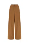 Chloé Garment Dye Organic Cotton Canvas Wide Leg Pants In Brown
