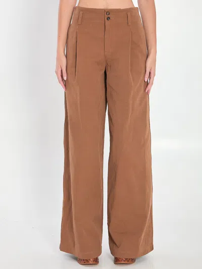 CHLOÉ CHLOÉ BROWN COTTON WIDE-LEG PANT