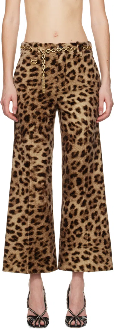 CHLOÉ BROWN CROPPED BOOTCUT TROUSERS
