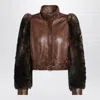 Chloé Brown Cropped Leather And Shearling Jacket Women In Brown