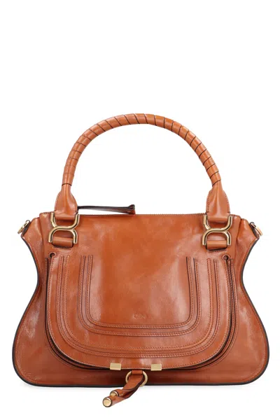 Chloé Sac Marcie En Cuir Brillant Femme Brun Taille Onesize 100% Cuir De Veau In Brown