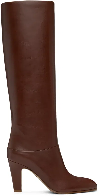 Chloé Brown Eve Tall Boots In 246 Cognac Brown