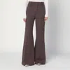 Chloé Brown Flared Checkered Wool Trousers In Brown