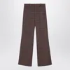 Chloé Brown Flared Checkered Wool Trousers Women