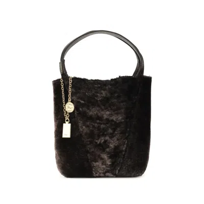 Chloé Brown Fur Shoulder Bag In Black