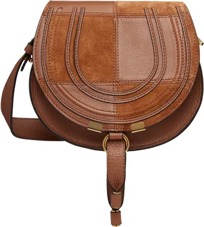 Chloé Brown Grained & Suede Leather Small Marcie Saddle Bag