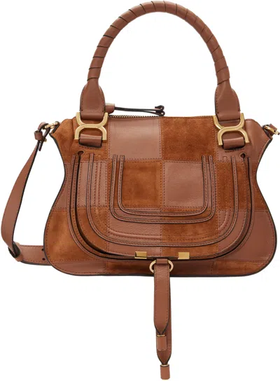 Chloé Brown Grained & Suede Leather Small Marcie Shoulder Bag