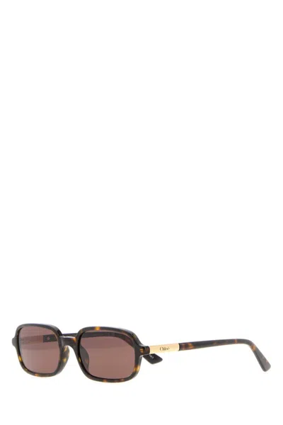 Chloé Brown Havana Rectangular Sunglasses