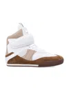 Chloé Kick Natural Brown High-top Sneaker In Mesh And Leather In Brown