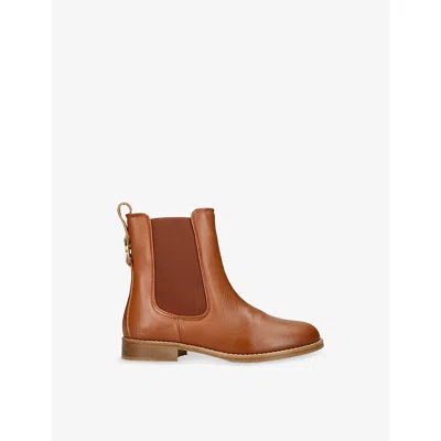 Chloé Brown Kids' Logo-hardware Leather Ankle Boots Eur 31 / 12.5 Uk