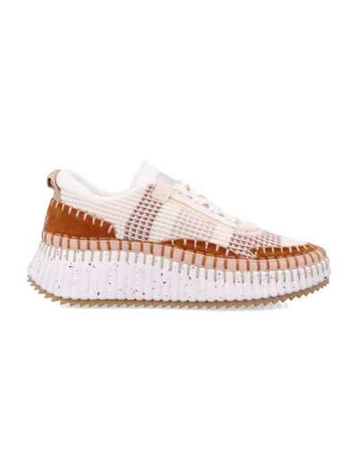 CHLOÉ WOMEN BROWN LACE UP SNEAKERS, 4.5 LUXURY SNEAKERS FOR WOMEN DARVEYS
