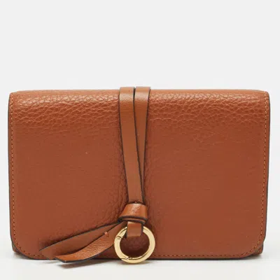 Pre-owned Chloé Brown Leather Alphabet Compact Wallet