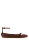 Chloé Leather Misty Ballerina Shoes With Buckle Detail In Brown